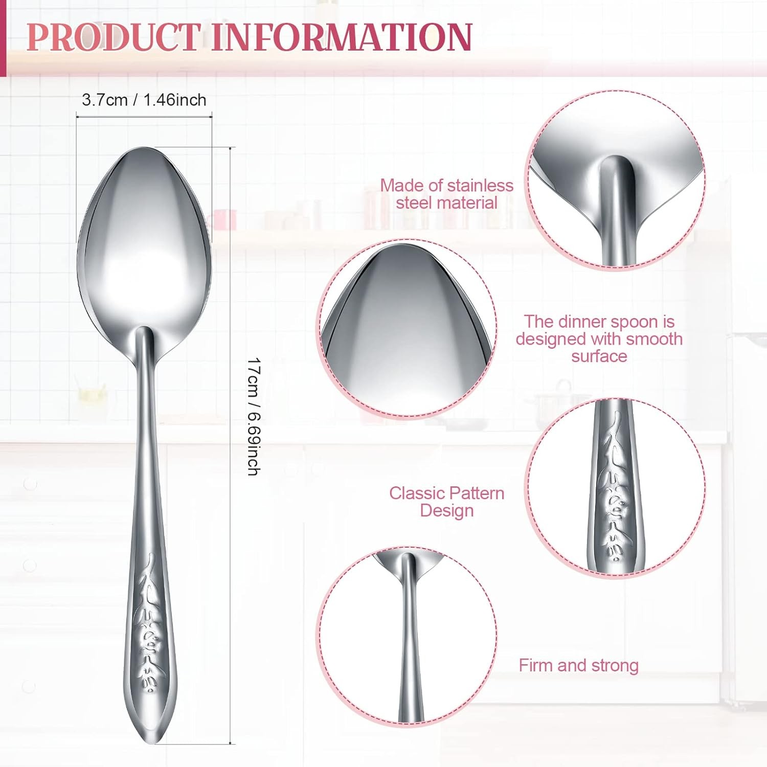 100 Pieces Dinner Spoons Set 6.69 Inches Silverware Spoons Bulk Stainless Steel gallery