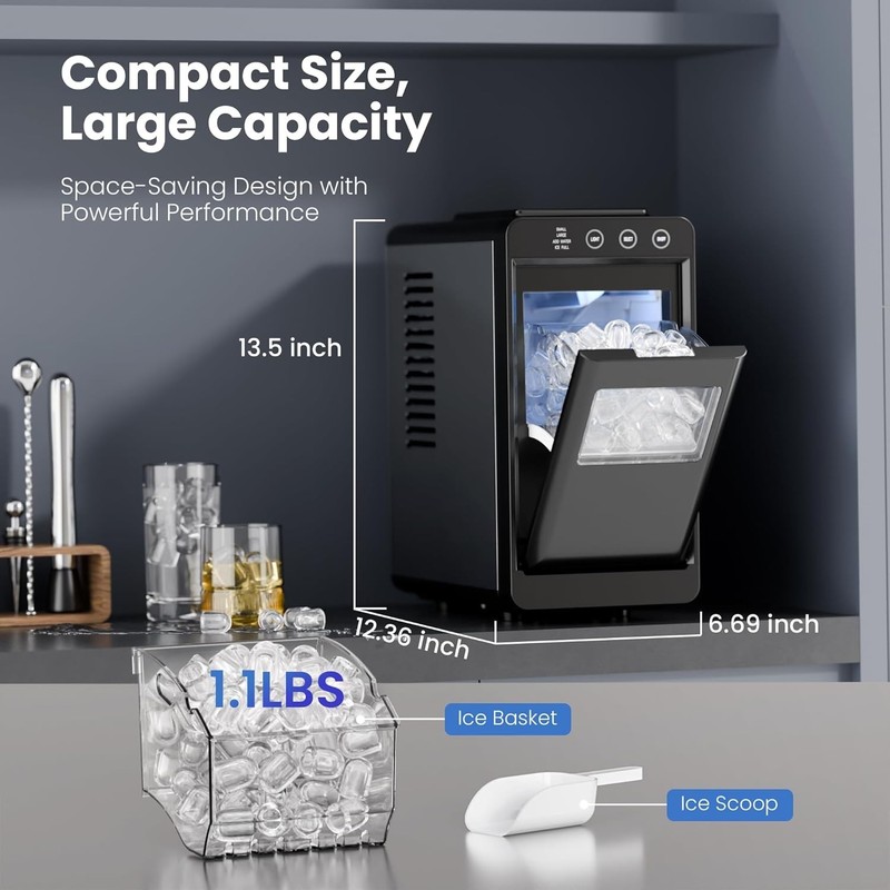 26Lbs/24H,Portable Ice Maker Machine with Self-Cleaning,Interior Lighting,2 Size gallery