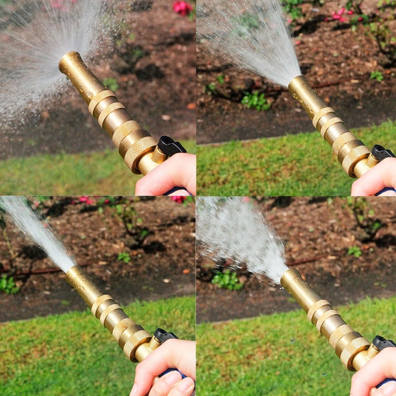 Solid Brass Garden Spray Nozzle 4" Adjustable Twist Water Hose USA Stock 2 PACK gallery