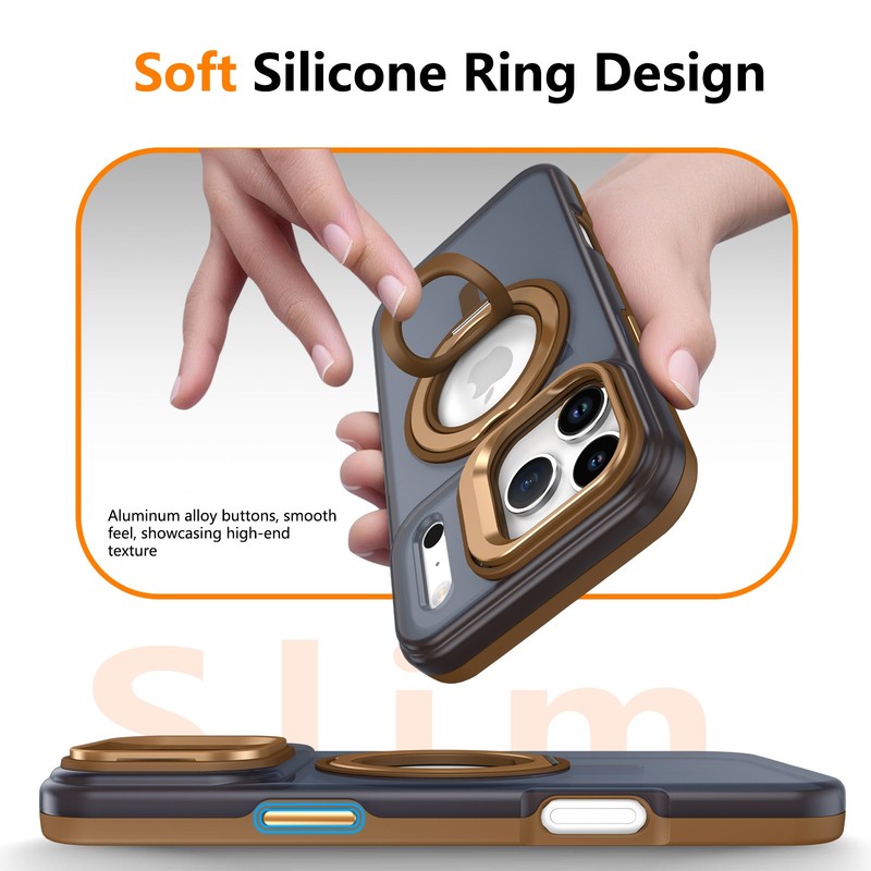 For iPhone 17 Pro Max 16 15 14 13 Magnetic Silicone Grip Ring Camera Stand Case gallery