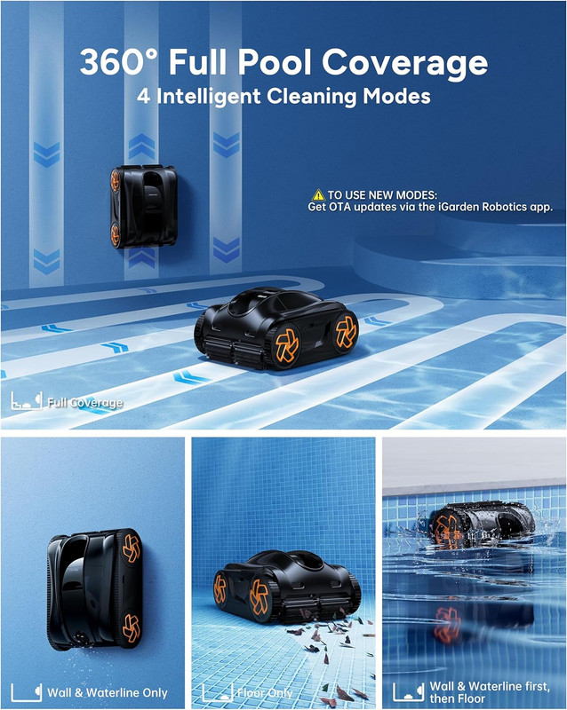 Cordless robotic pool cleaner with smart navigation for complete pool cleaning!! gallery