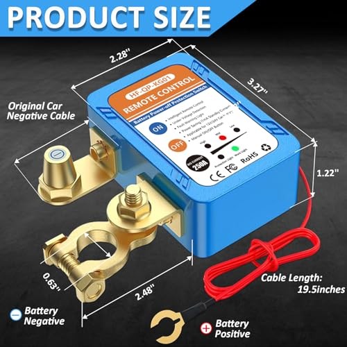 Kill Switch for Car, Remote Battery Disconnect Switch 12V, Car Anti Theft Kill gallery