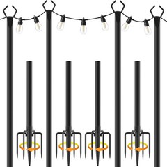 10Ft String Light Poles 4 Pack,Light Poles for Outside Lights,Outdoor with Fe…