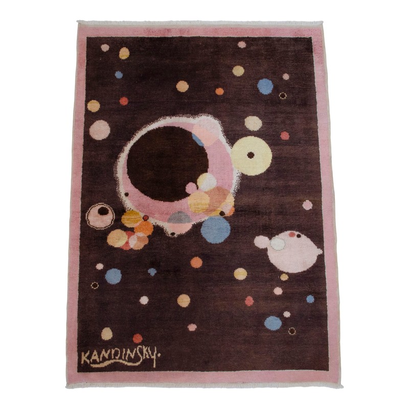 Kandinsky - Several Circles - Inspired Hand Knotted Area Rug Wall Rug 2′7″x3′8″ gallery