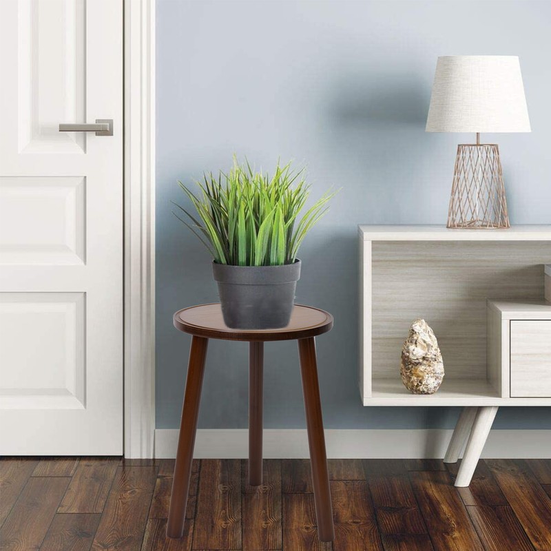 2x Rustic Side Table Round Wood Plant Stand 42cm Tall 3-Leg Stool Furniture Home gallery