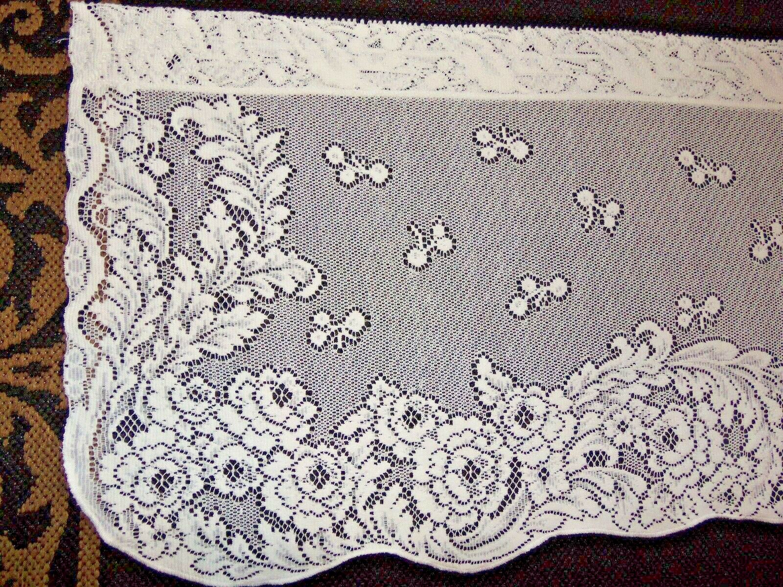 Lace Window Valance White Floral design 20"L x 60" W gallery