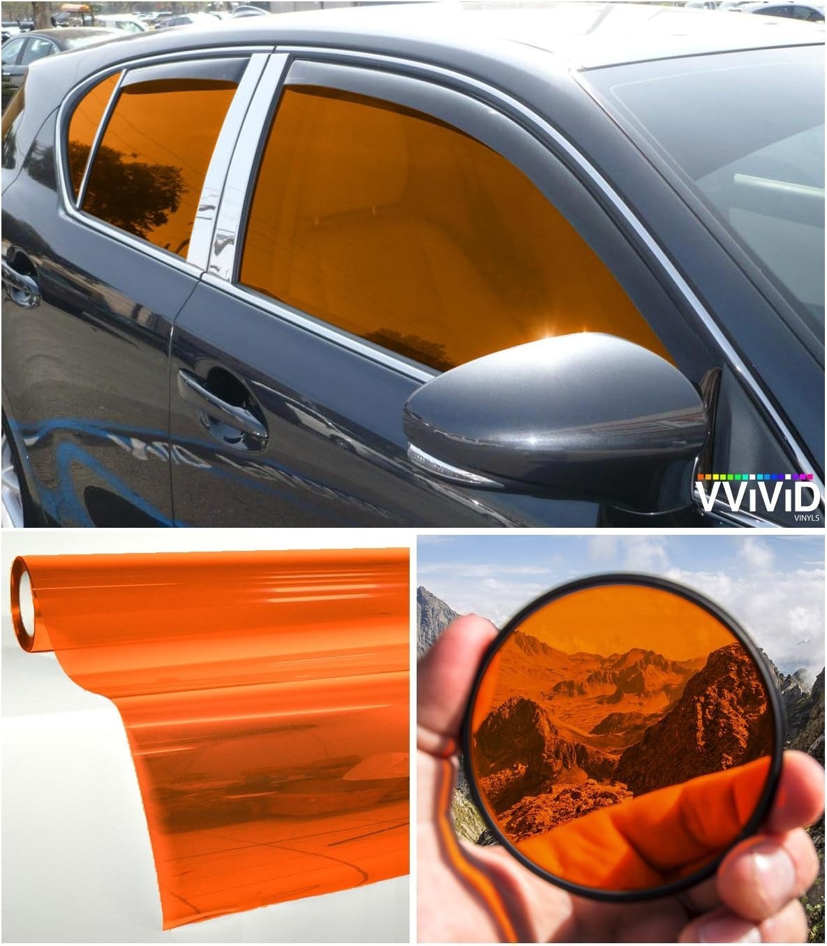 Colorful Transparent Vinyl Car Window Tinting 30 Inch x 60 Inch 2 Roll Orange gallery