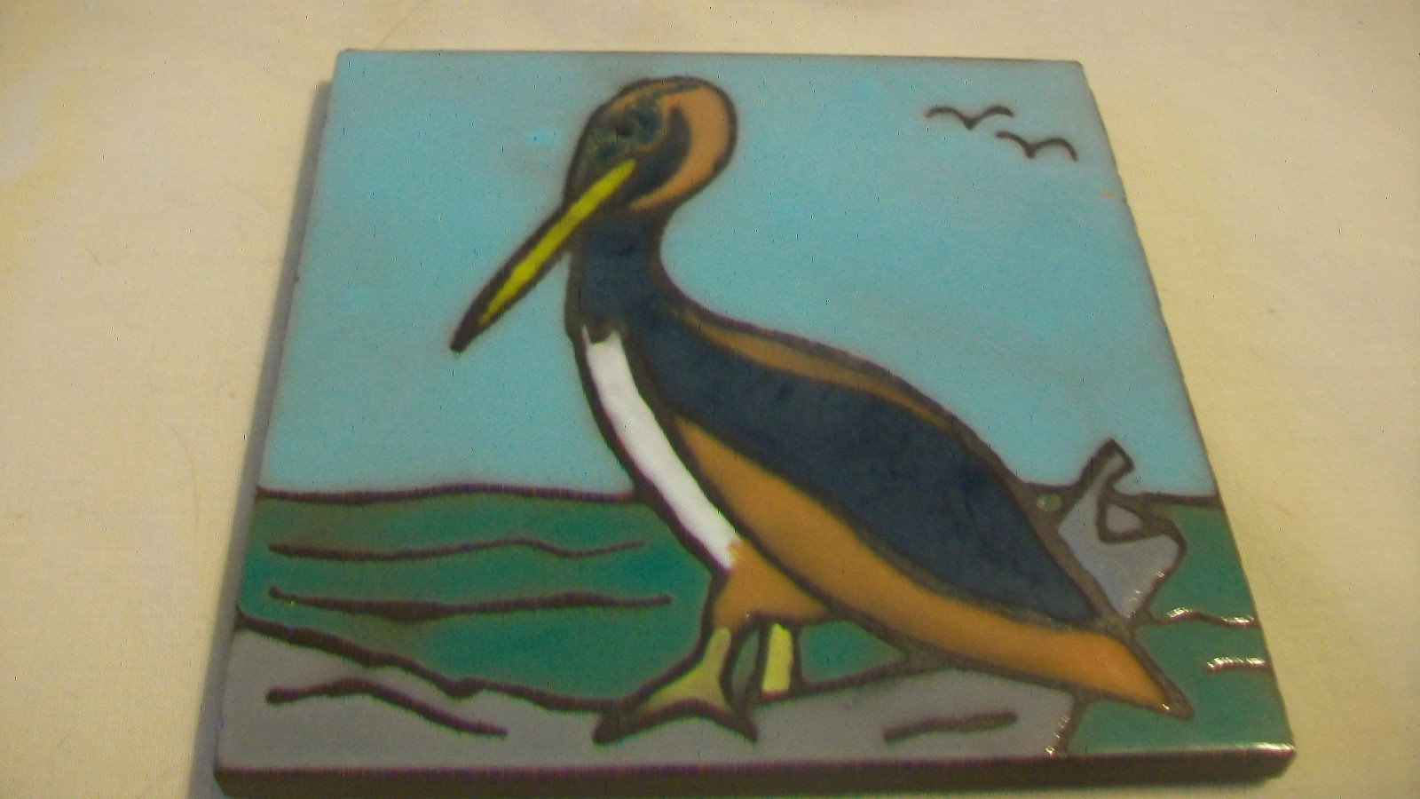 PELICAN DECORATIVE CERAMIC TILE, FROM BALNUL, MADE IN SPAIN, MULTICOLORED gallery