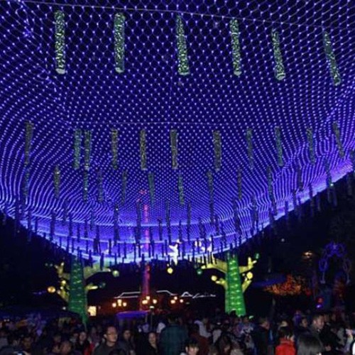 Solar US Plug LED Fairy String Net Lights Curtain Mesh Xmas Party Garden Outdoor gallery