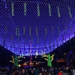 Solar US Plug LED Fairy String Net Lights Curtain Mesh Xmas Party Garden Outdoor