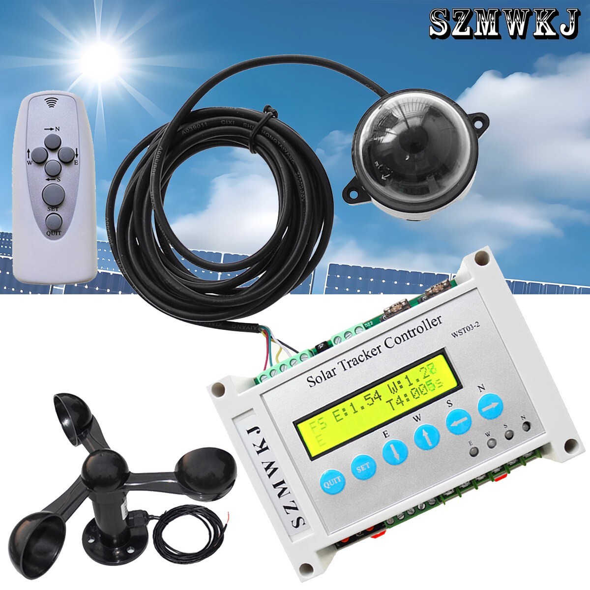 WST03-2 LCD Solar Tracker Controller W/ Wind Sensor DIY Solar Panel Tracking Kit gallery