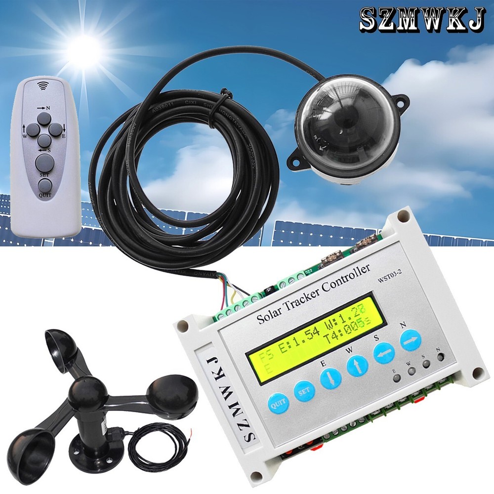 WST03-2 LCD Solar Tracker Controller W/ Wind Sensor DIY Solar Panel Tracking Kit