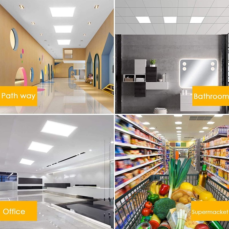 2 Pack 2x2FT LED Flat Panel Light 5400LM 45W 5000K Dimmable Drop Ceiling Office gallery
