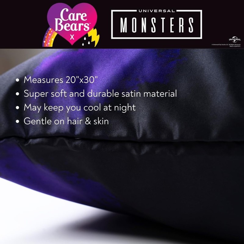 Care Bears x Universal Monsters Satin Pillowcase - 20x30, Reversible for Beau... gallery
