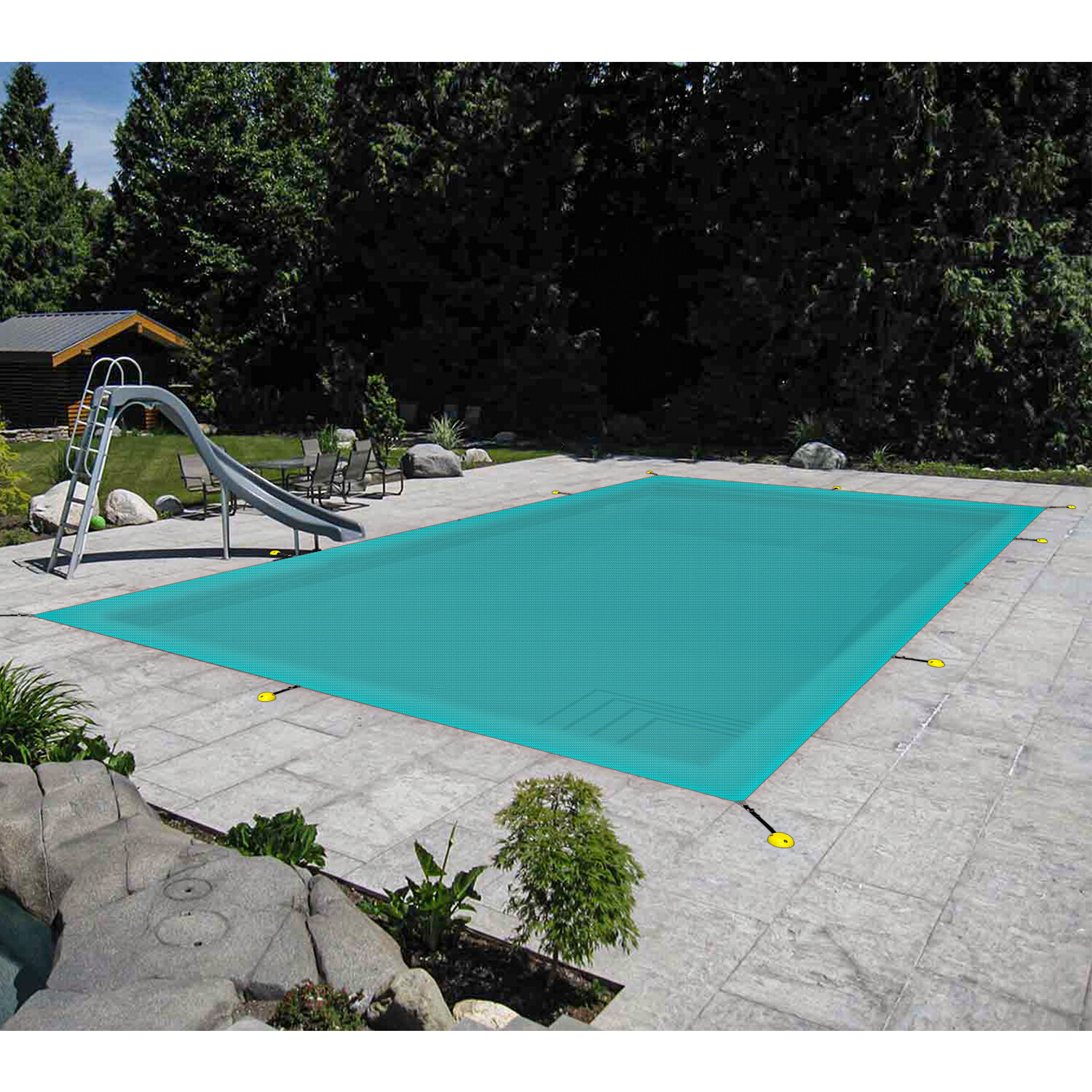 Inground Swimming Pool Cover Rectangle Frame Winter Pool Cover Safety Turquoise gallery