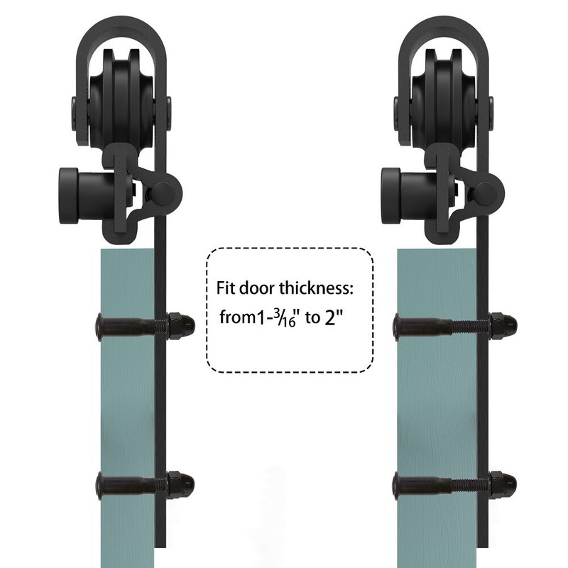 5FT-14FT Sliding Barn Door Hardware Closet Track Kit for Single Door Black gallery