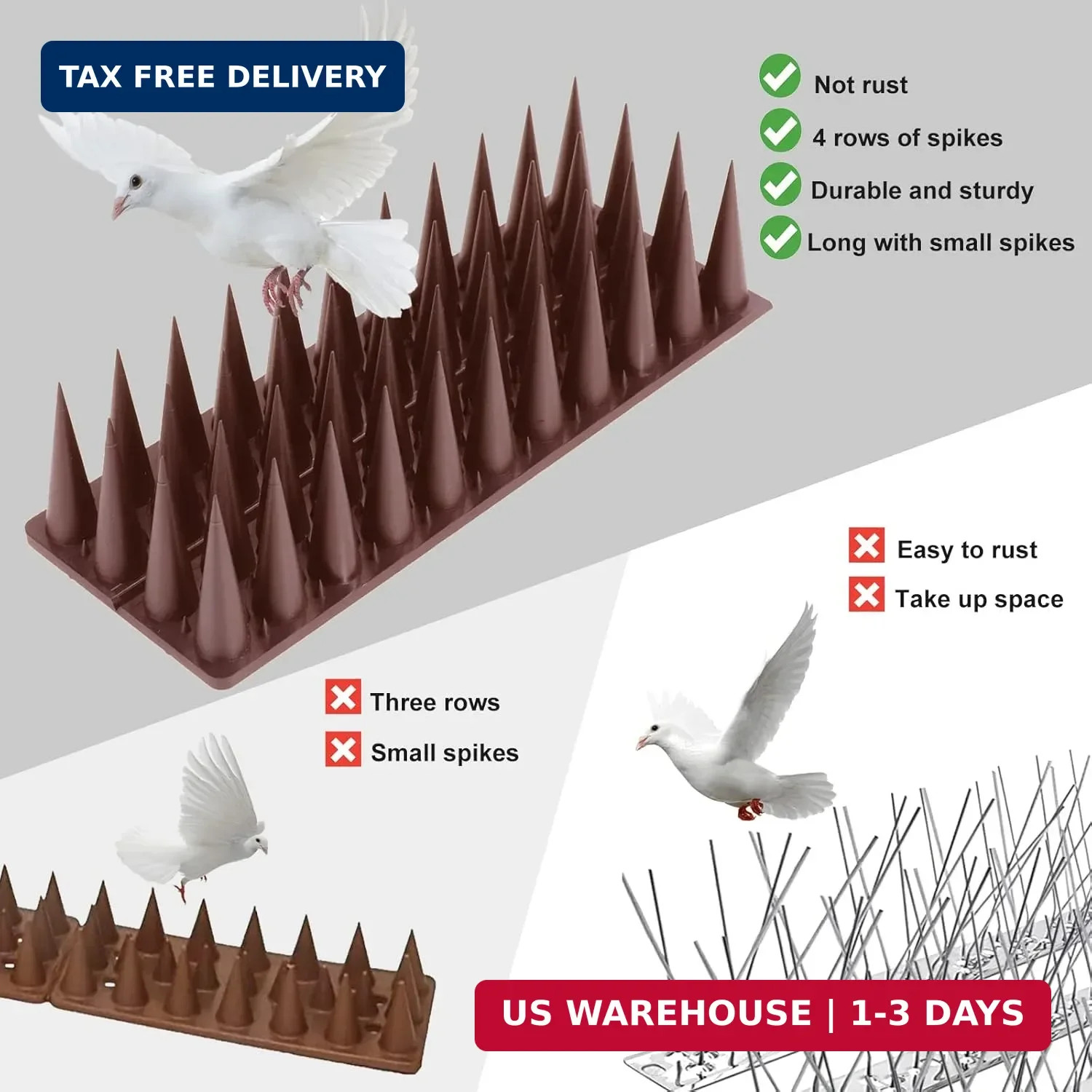Bird Spikes, 20 Packs Bird Deterrent, Raccoon and Squirrel Deterrent, for Outdoo gallery
