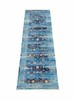 Machine Woven Cross Weave Polyester 2'6''x9'10'' Runner Area Rug Oriental Blue M gallery