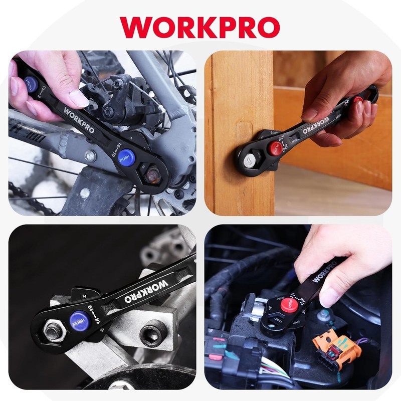 WORKPRO 2PC 12-in-1 Universal Adjustable Wrench Set 8-19mm Metric 5/16"-3/4" SAE gallery