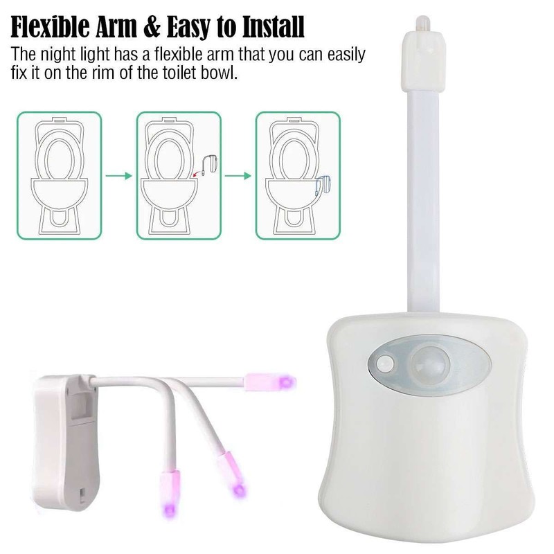 4Pcs Motion Activated LED Bathroom Toilet bowl Night Light 16 Colors Kids Safe gallery