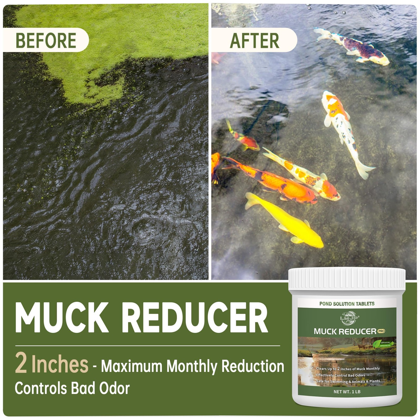 Muck Reducer 1LB Natural Sludge Solution Tablets for Ponds & Lakes, Away Muc... gallery
