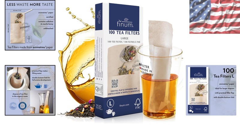 100 Count Disposable Brown Tea Filter Bags - Large, Eco-Friendly Natural Fiber gallery
