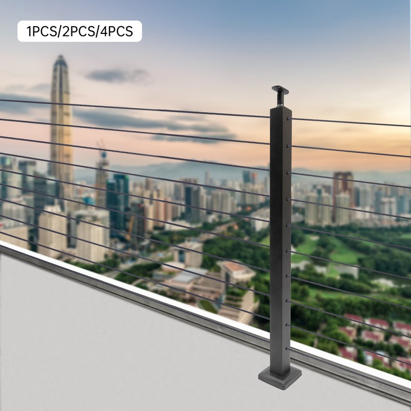 36"x2"x2" Cable Railing Post Deck Railing kit Fence Stainless Pre-drilled Holes gallery
