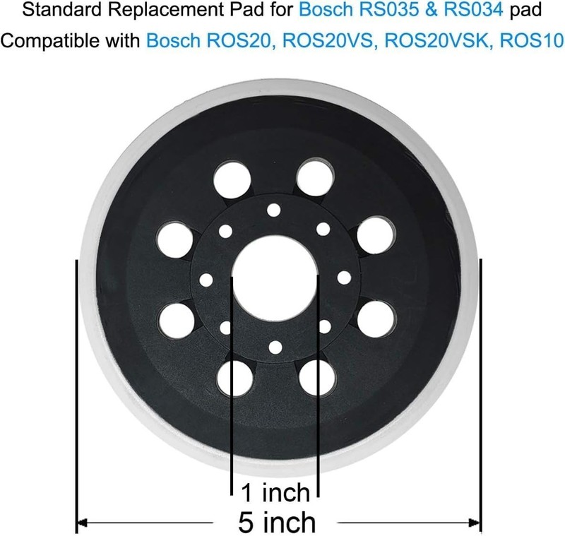 2 Pack 5 Inch 8 Hole Hook & Loop Replacement Sander Pad for 5" Bosch ROS20VS, gallery
