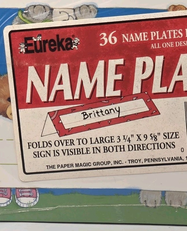 Eureka Teddy Bear Double Sided Classroom Name Plates 36 Count Sealed Vintage gallery