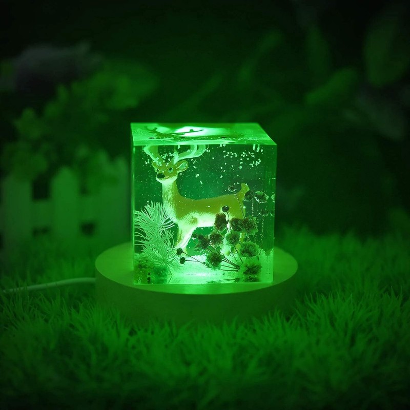 2PCS Wood LED Light Display Base for Glass Art/Paperweights Chaning Color Light gallery