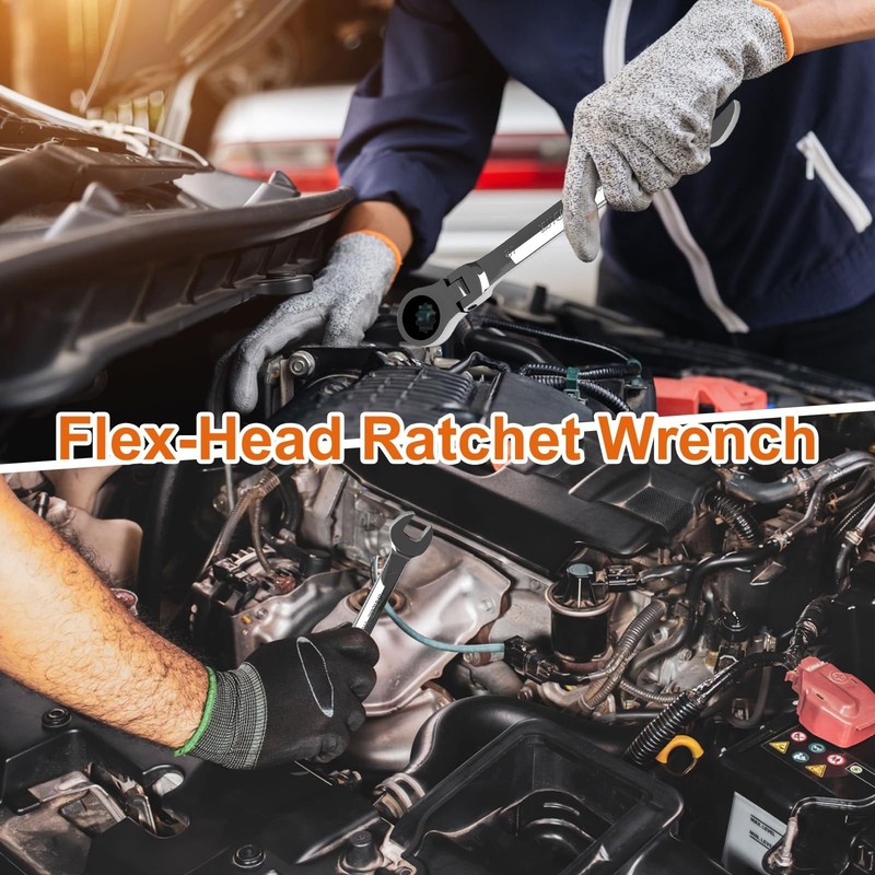 7mm Ratchet Wrench Flex Head Combination Metric Gear Spanner 12 Point Steel gallery