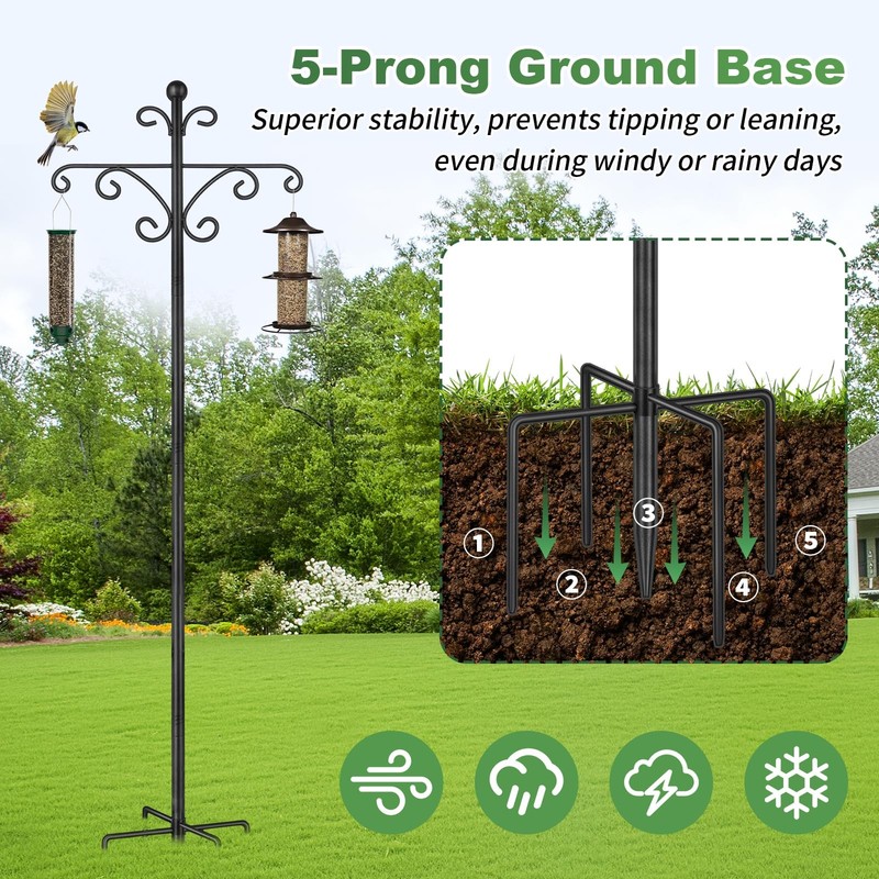 Shepherds Hooks for Outdoor, 2 Pack 76 Inch Heavy Duty Double Shepherds Hook ... gallery