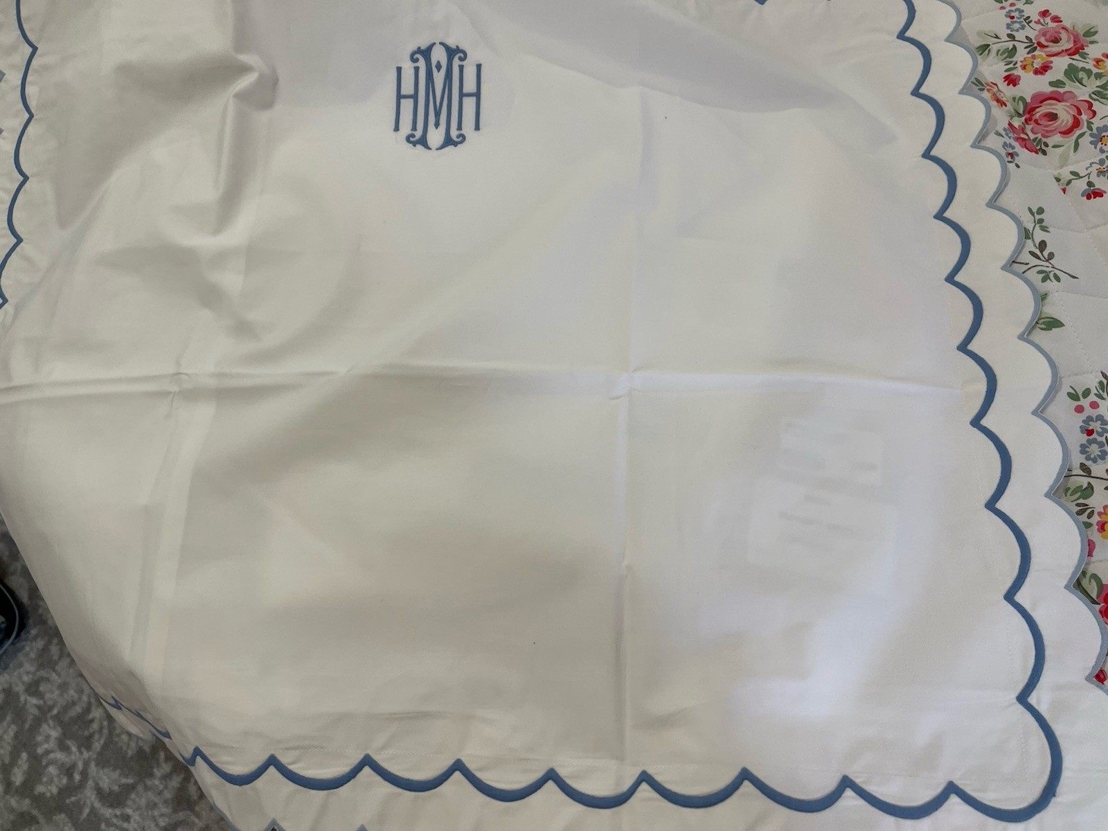 $178 Matouk India New 1pc Standard Sham 350TC Cotton Percale Azure MONO gallery