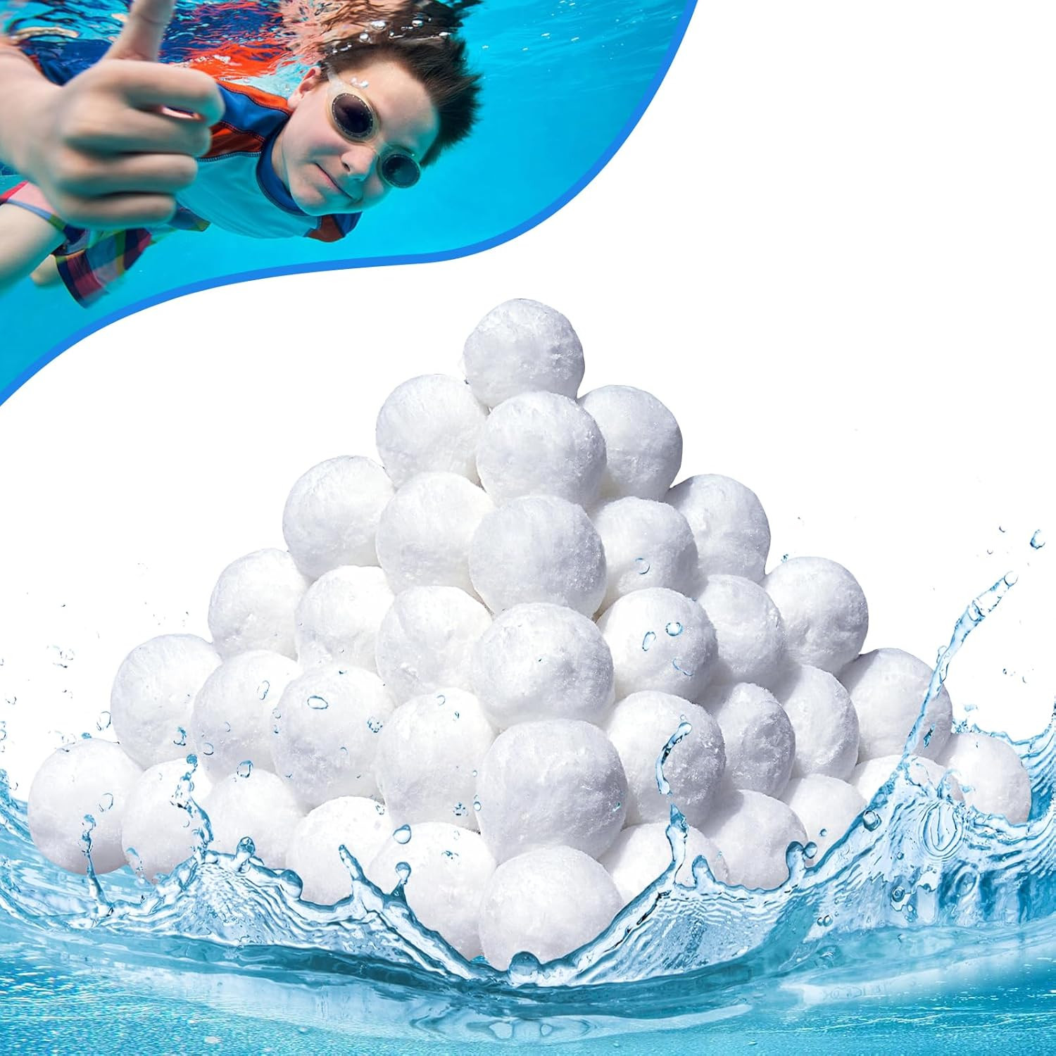 1.5 Lbs Pool Filter Balls for Sand Filter, Reusable Pool Fiber Filter Balls Repl gallery