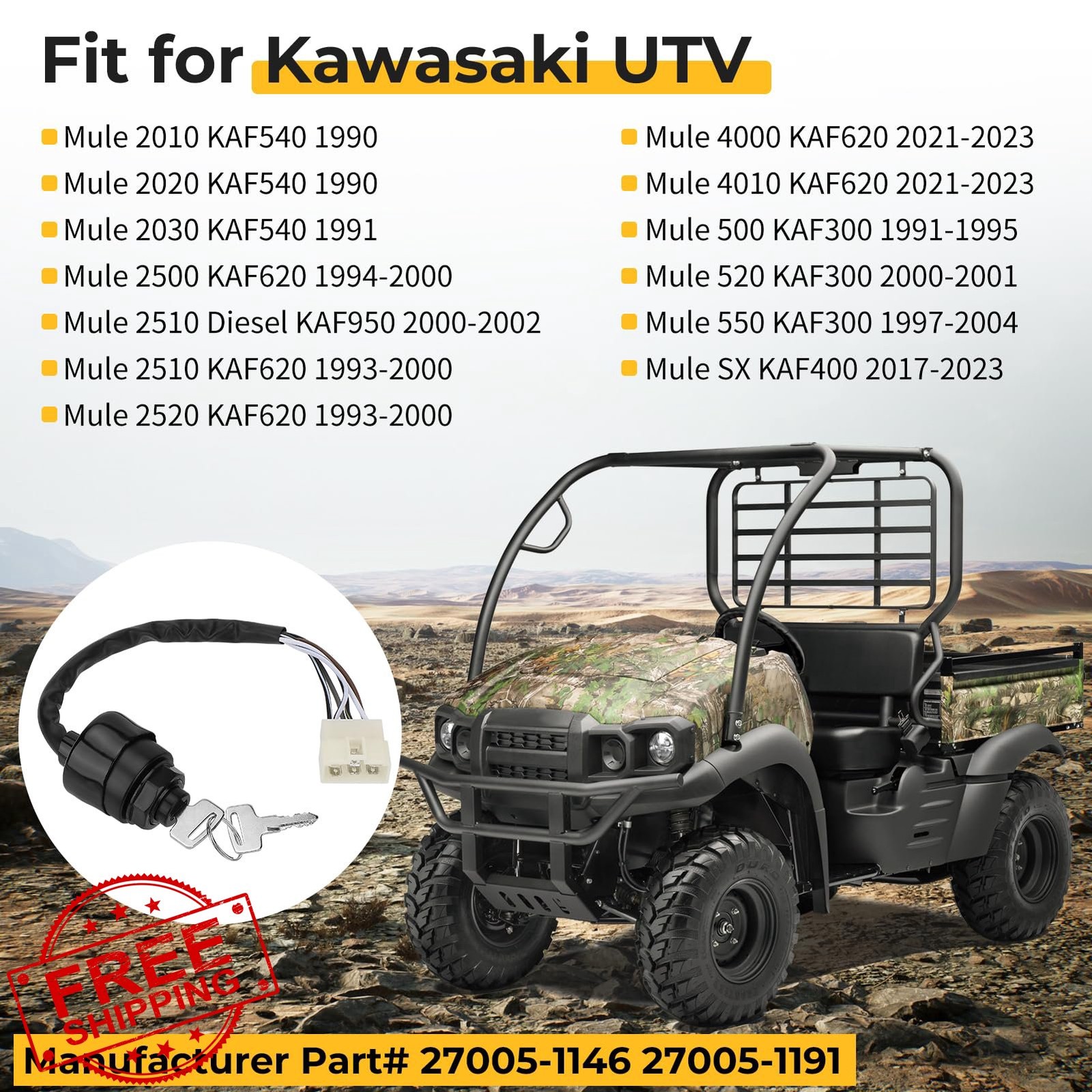 M MATI Ignition Key Switch Kawasaki Mule 2010-2023 gallery