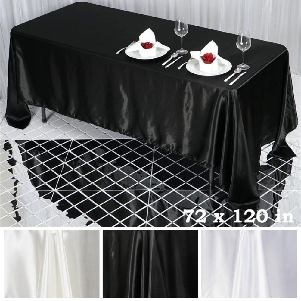 10 pcs 72x120" RECTANGLE Satin TABLECLOTHS Wedding Party Reception Linens SALE