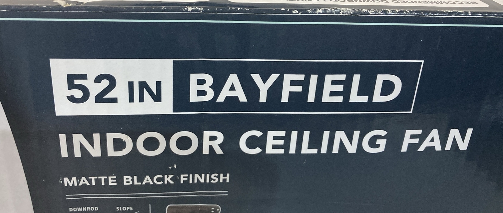 Hampton Bay Bayfield 52 inch Indoor Matte Black Dry Rated Downrod Ceiling Fan gallery