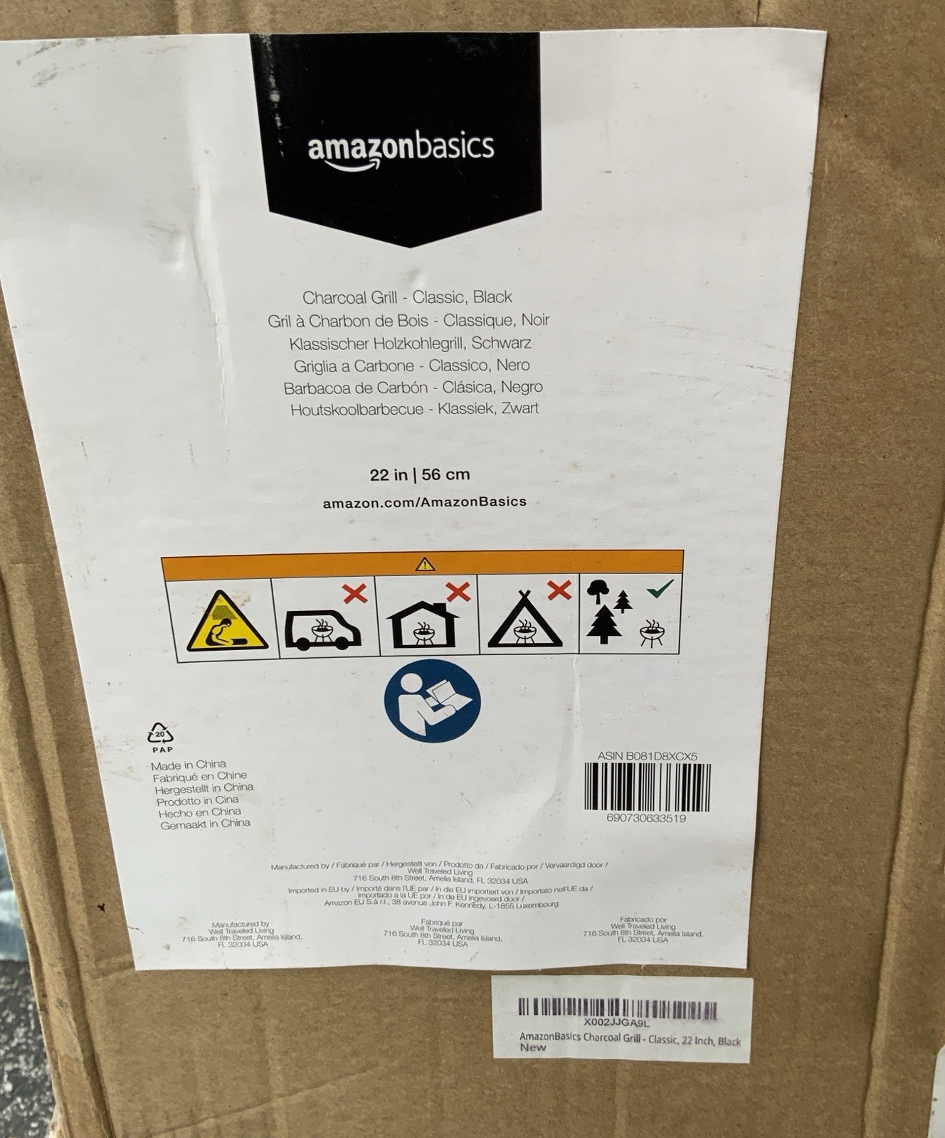 AmazonBasics 22 Inch Classic Charcoal Grill Black 27.10 Pounds, Is Brand New gallery