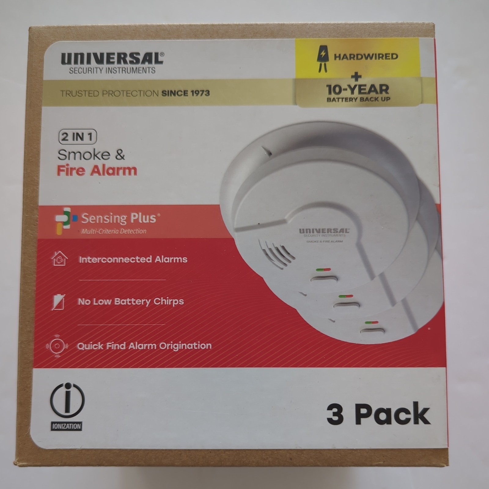 Universal Security (3-Pack) Hardwired & 10-Year Battery Smoke Detector gallery