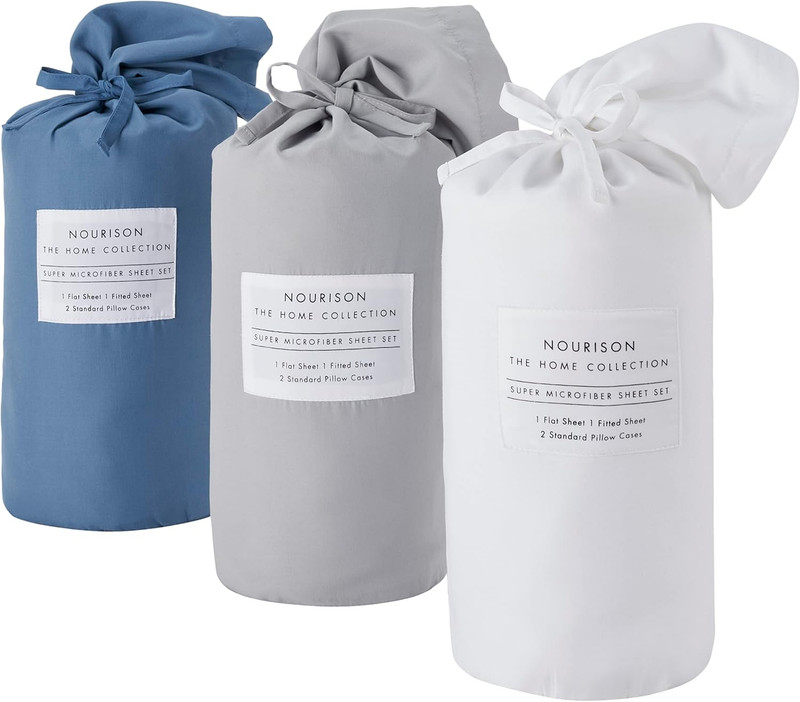 Home Dreamscape Solid Blue Queen 4-Piece Bedding Sheet Set gallery