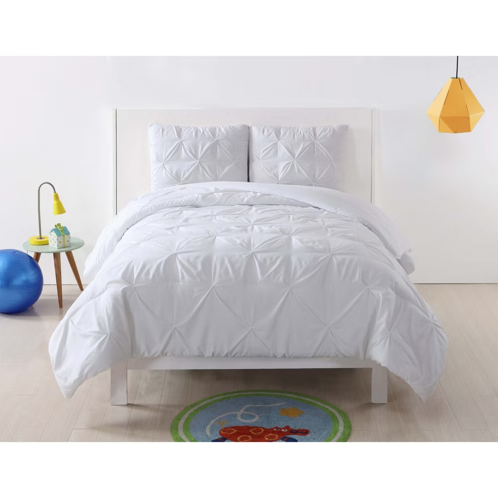 Twin XL Anytime Pleated Comforter Set White - My World gallery