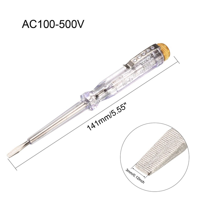 3Pcs Voltage Test Screwdriver AC100-500V 3mm Slotted LED Tester Electroprobe Pen gallery