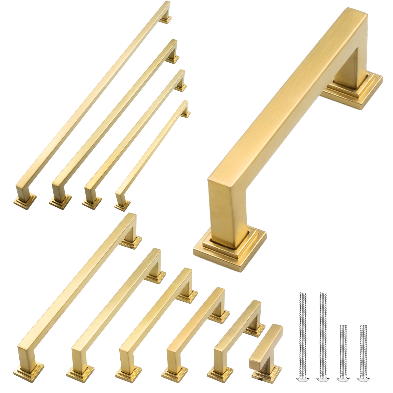 Brushed Gold Modern Cabinet Handles Pulls Knobs Kitchen Hardware Stainless Steel gallery