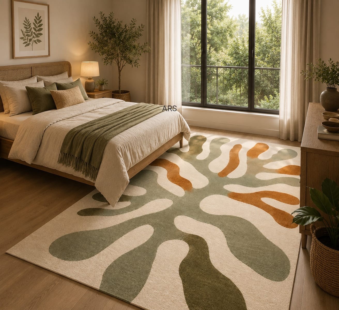 Modern Abstract Area, Sage Green & Terracotta Organic Pattern, Contem gallery