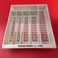 Vintage Hard Plastic Silverware Flatware Tray Organizer Off White Cream