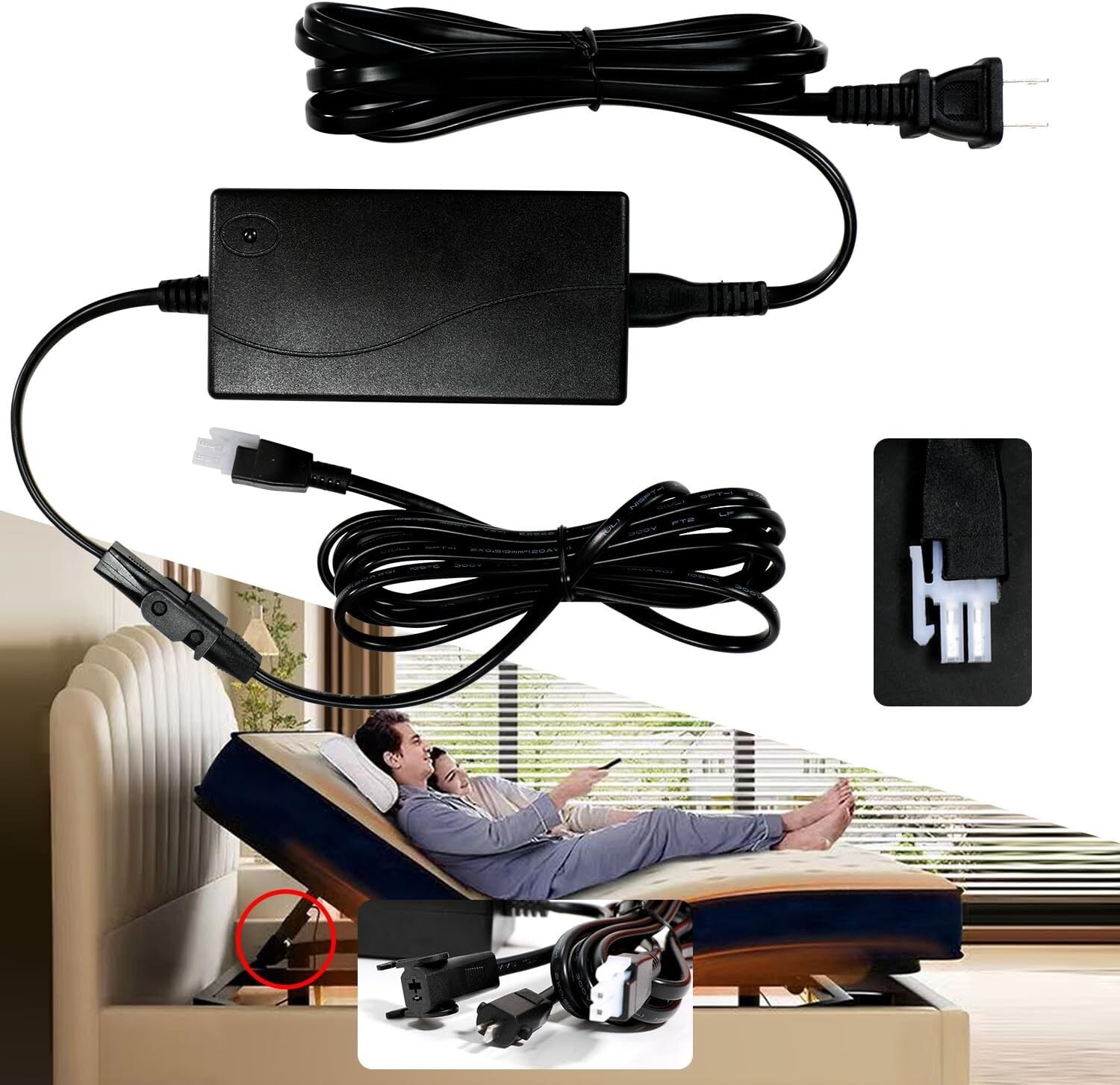 Adjustable Bed Power Adapter 3 Piece Kit for Tempur-Pedic Ergo Extend 29V 2A gallery