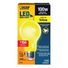 Feit A19 E26 (Medium) LED Bulb Yellow 100 Watt Equivalence 1 pk #A19100/BUG/LED