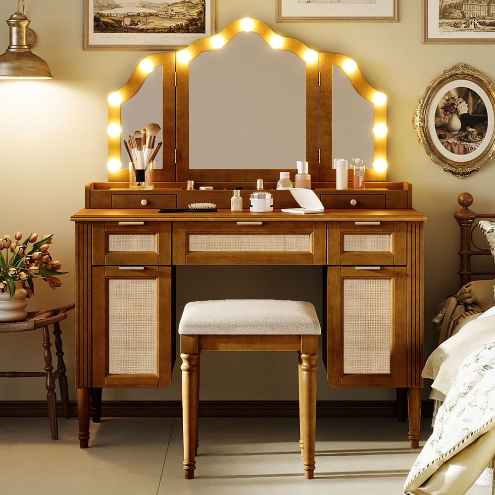 44.37 " Makeup Vanity Desk with 13 Hollywood Bulbs and 3 Lighting Modes gallery