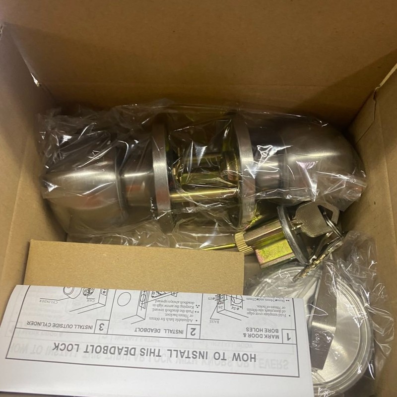 2 PACK Entry Doorknob and Deadbolt Set Satin Nickel Single Cylinder Deadbolt NIB gallery