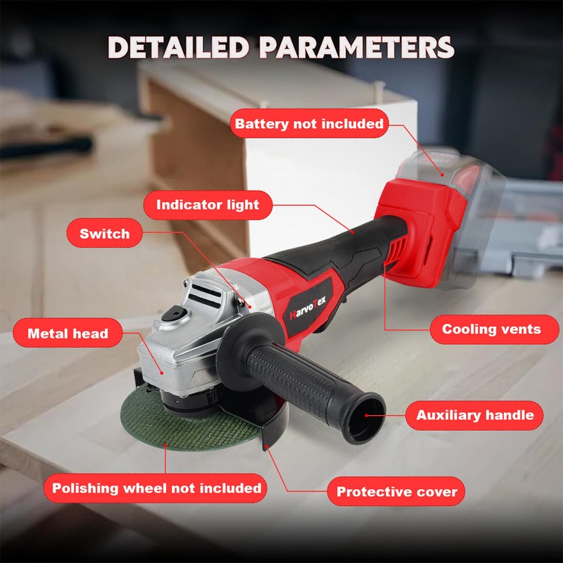 Cordless 4-1/2 Power Angle Grinder for Milwaukee 18V Battery Brushless 11000 RPM gallery